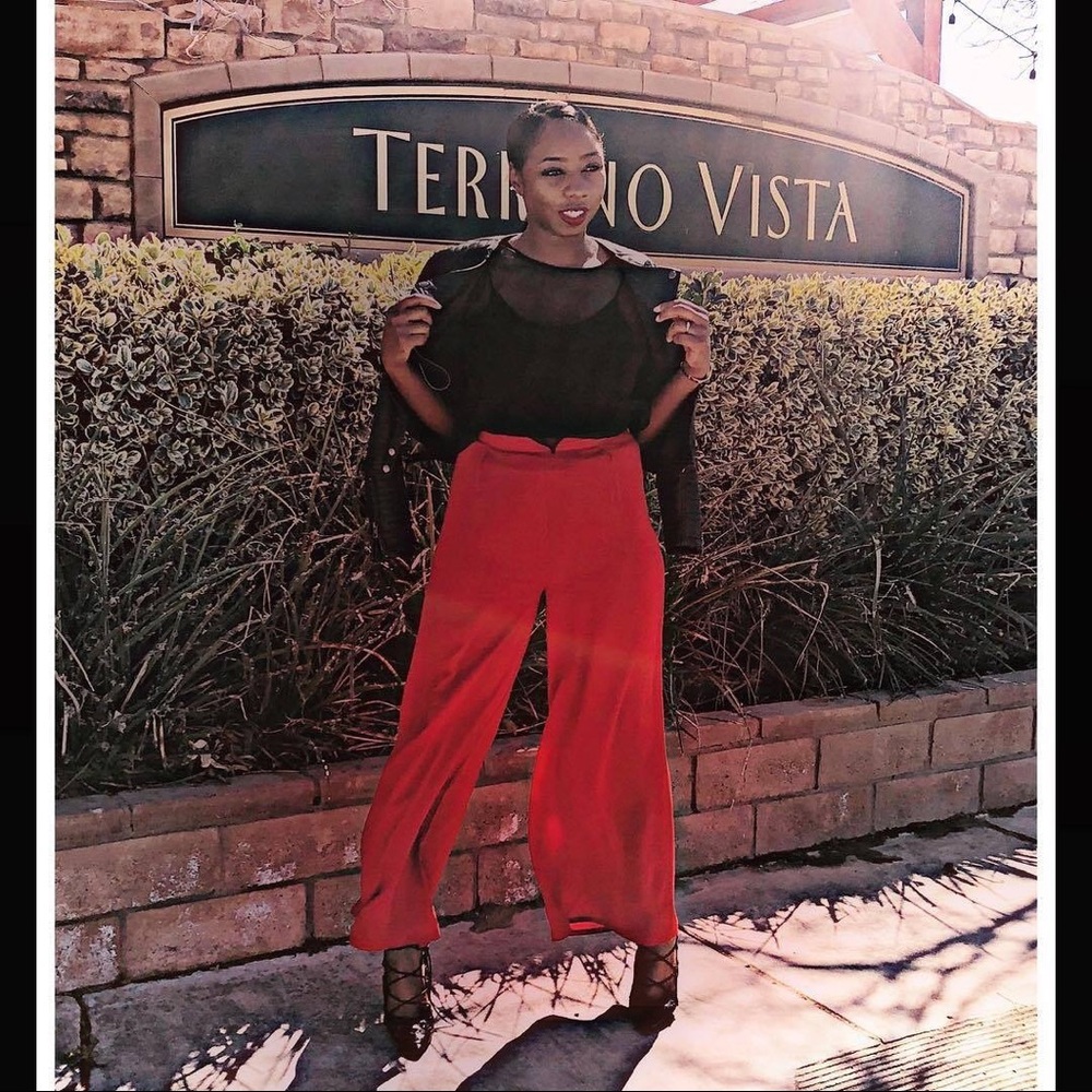 Red Wide Leg Trousers